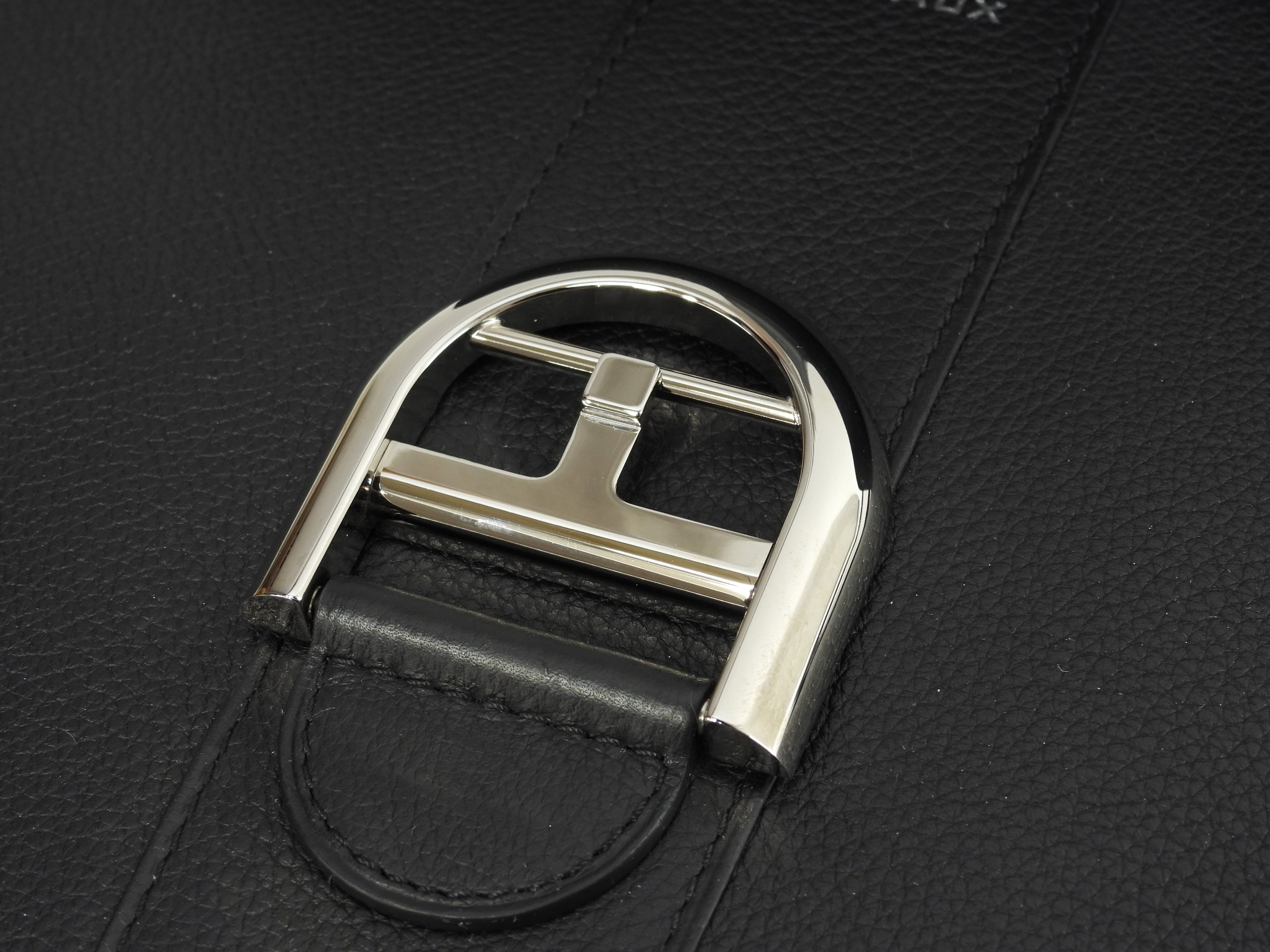 Delvaux Brillant MM Pelle goffrata nera Borsa a mano Pochette Kelly Ottime condizioni@ 95