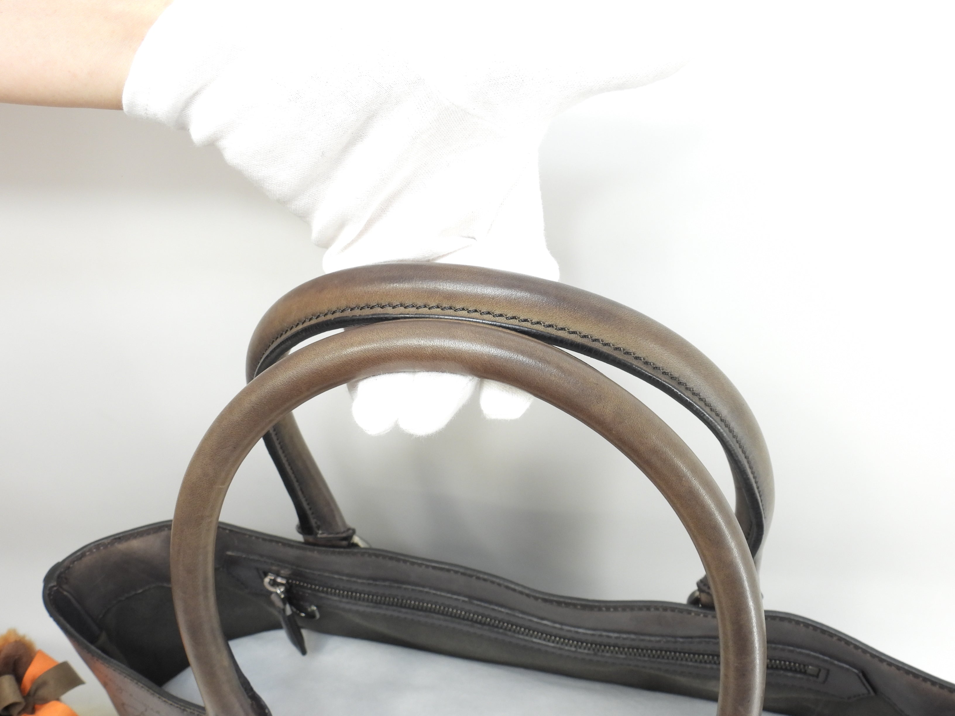 Berluti Toujours Scrittura Pelle Nera Tote Bag Uomo Borsa a Mano@A0194