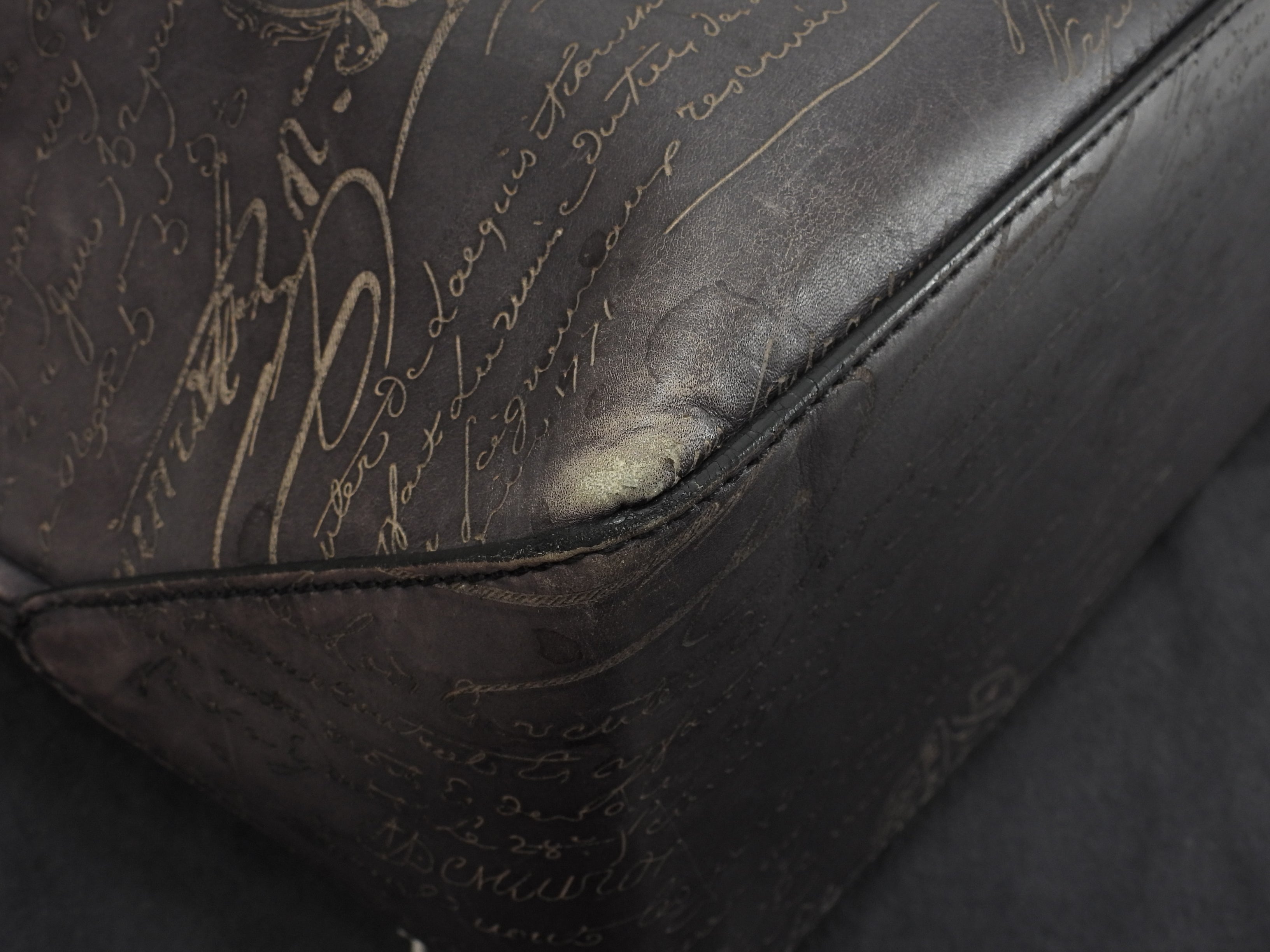 Berluti Toujours Scrittura Pelle Nera Tote Bag Uomo Borsa a Mano@A0194