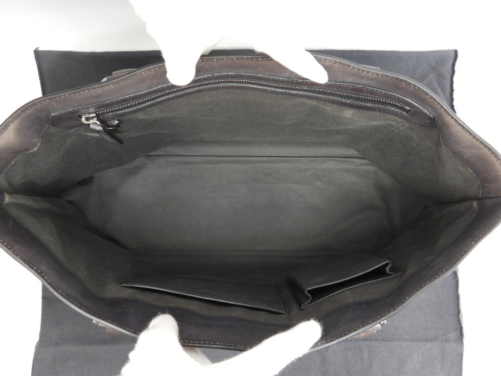 Berluti Toujours Scrittura Pelle Nera Tote Bag Uomo Borsa a Mano@A0194