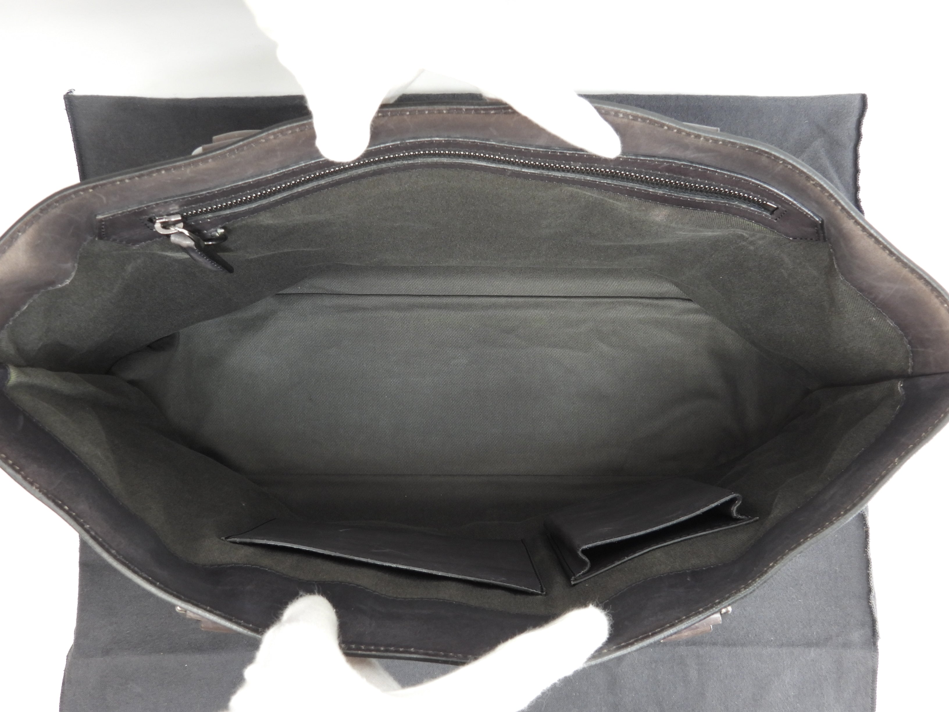 Berluti Toujours Scrittura Pelle Nera Tote Bag Uomo Borsa a Mano@A0194