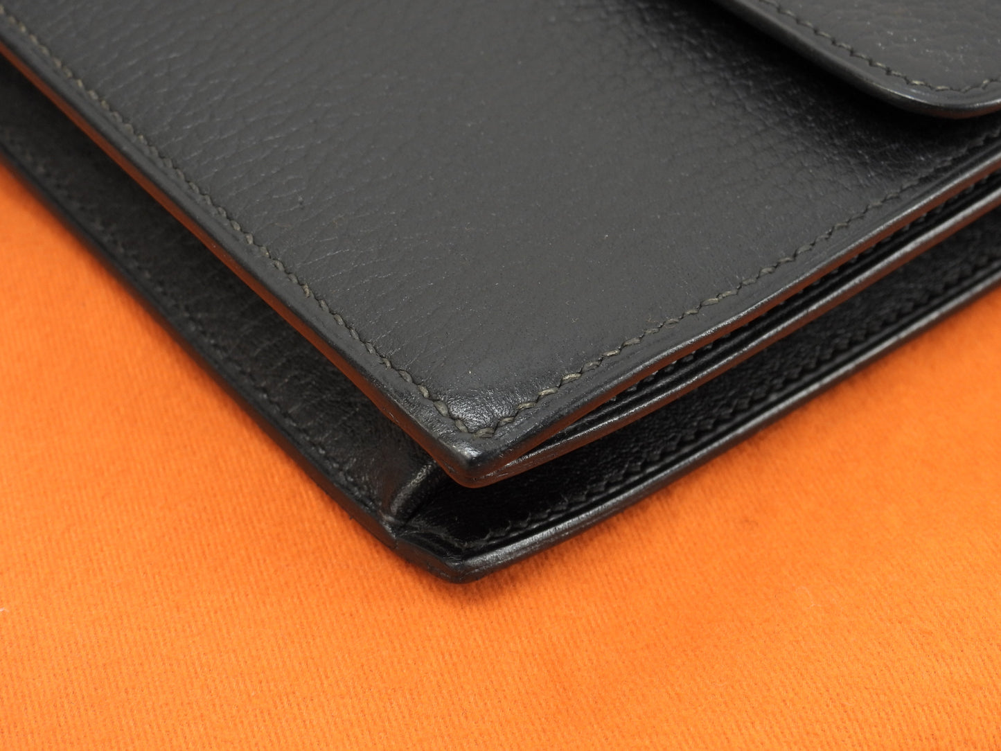 Hermès Jet Ardennes Nero Hardware Oro Clutch Borsa a mano Ottime condizioni@○Z