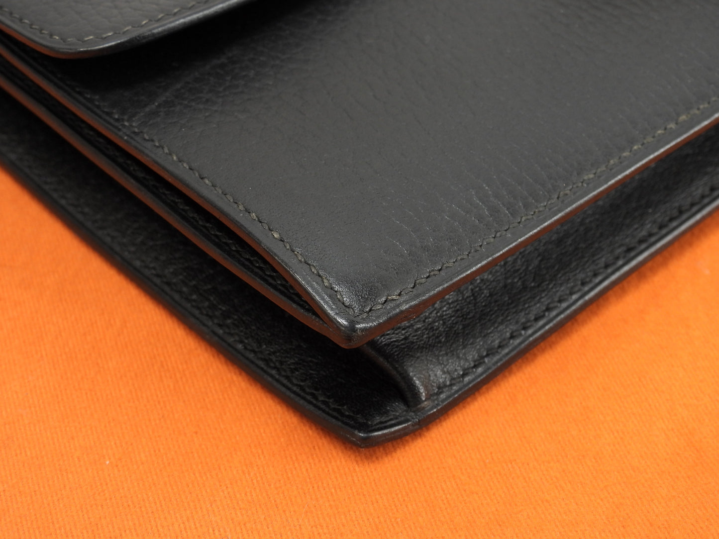 Hermès Jet Ardennes Nero Hardware Oro Clutch Borsa a mano Ottime condizioni@○Z