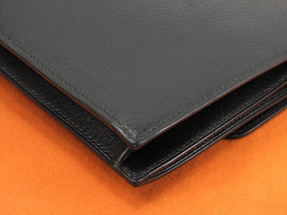 Hermès Jet Ardennes Nero Hardware Oro Clutch Borsa a mano Ottime condizioni@○Z