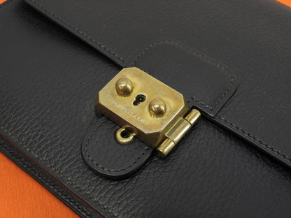 Hermès Jet Ardennes Nero Hardware Oro Clutch Borsa a mano Ottime condizioni@○Z