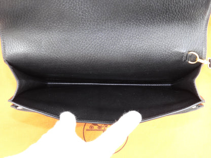 Hermès Jet Ardennes Nero Hardware Oro Clutch Borsa a mano Ottime condizioni@○Z