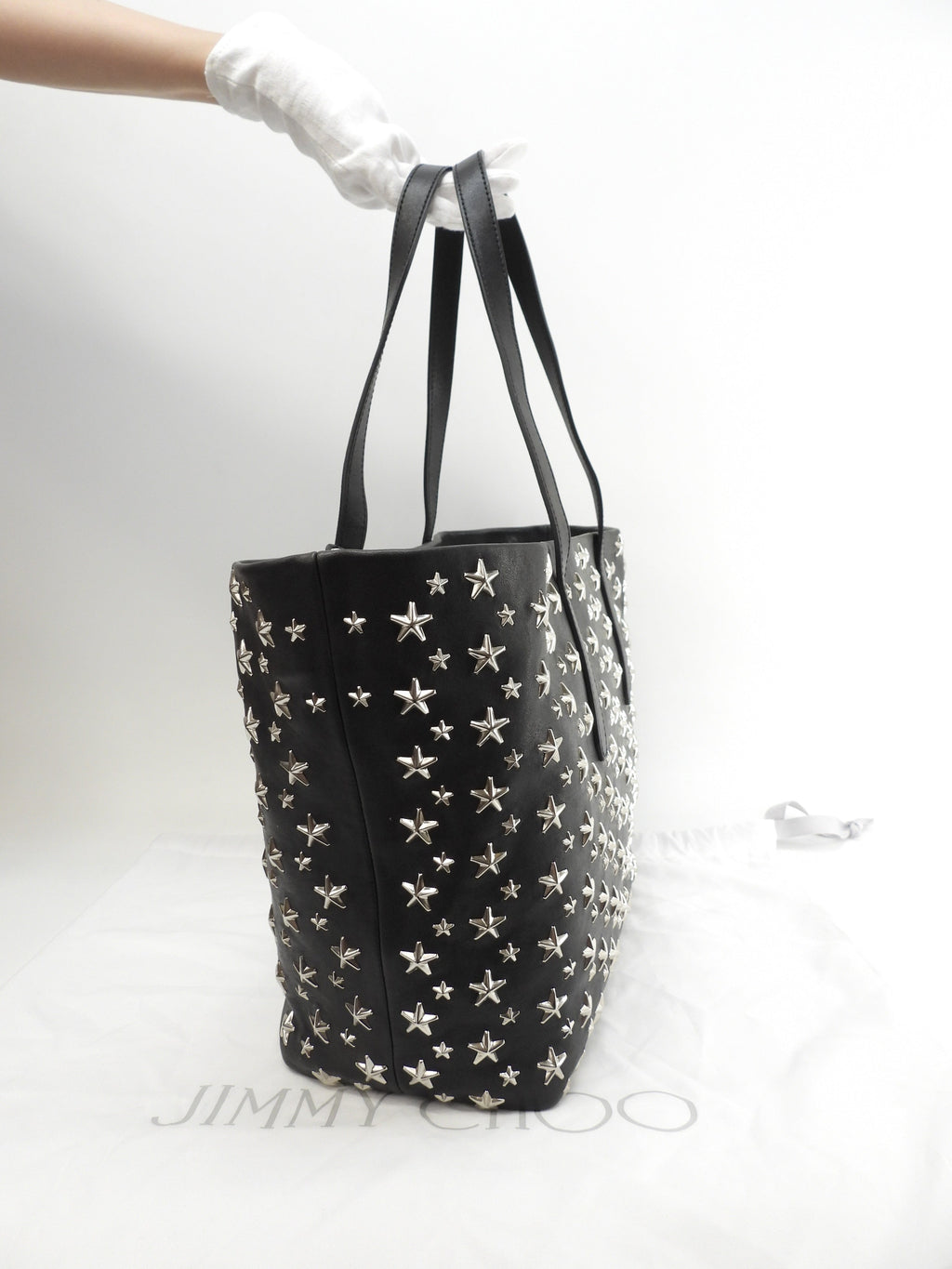 Jimmy Choo Sofia M borsa tote/a tracolla in pelle nera con borchie a stella argentate @WX4TQ6