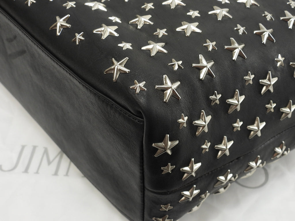 Jimmy Choo Sofia M borsa tote/a tracolla in pelle nera con borchie a stella argentate @WX4TQ6
