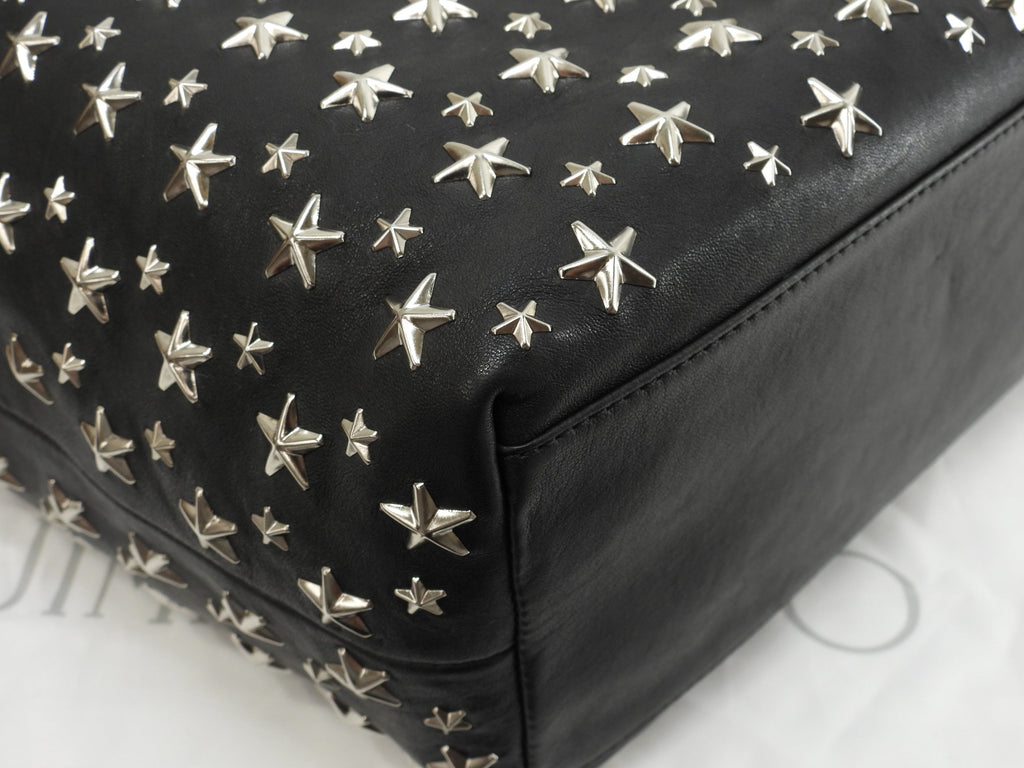 Jimmy Choo Sofia M borsa tote/a tracolla in pelle nera con borchie a stella argentate @WX4TQ6