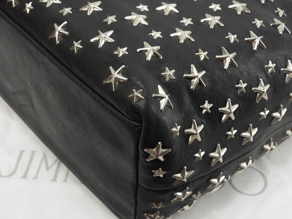 Jimmy Choo Sofia M borsa tote/a tracolla in pelle nera con borchie a stella argentate @WX4TQ6