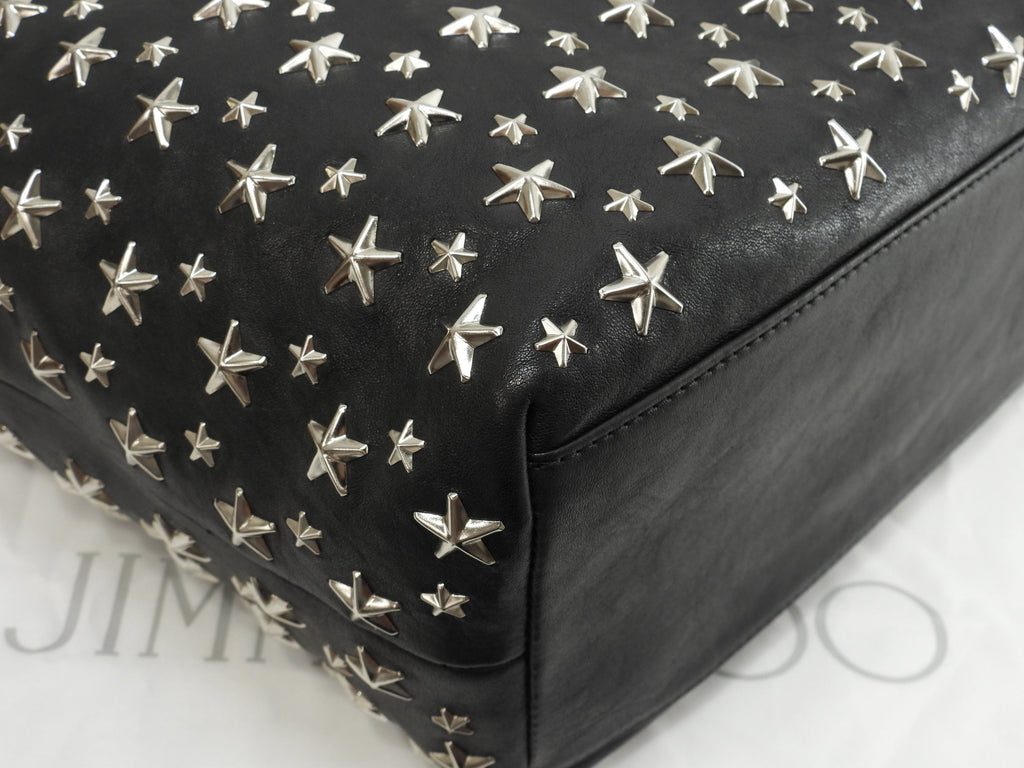 Jimmy Choo Sofia M borsa tote/a tracolla in pelle nera con borchie a stella argentate @WX4TQ6