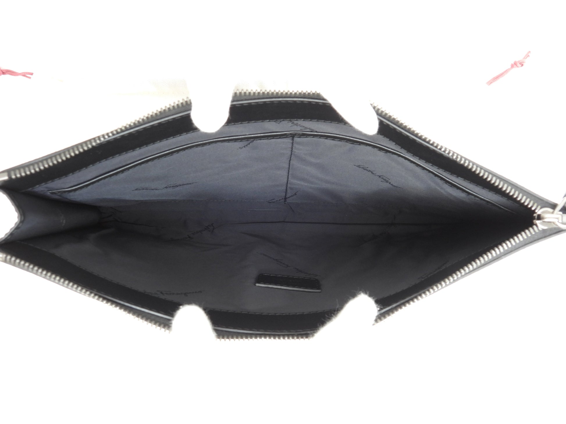 サルヴァトーレフェラガモ クラッチバッグ 型押レザー灰黒 ドキュメントケース 新品@FZ24-0480 2