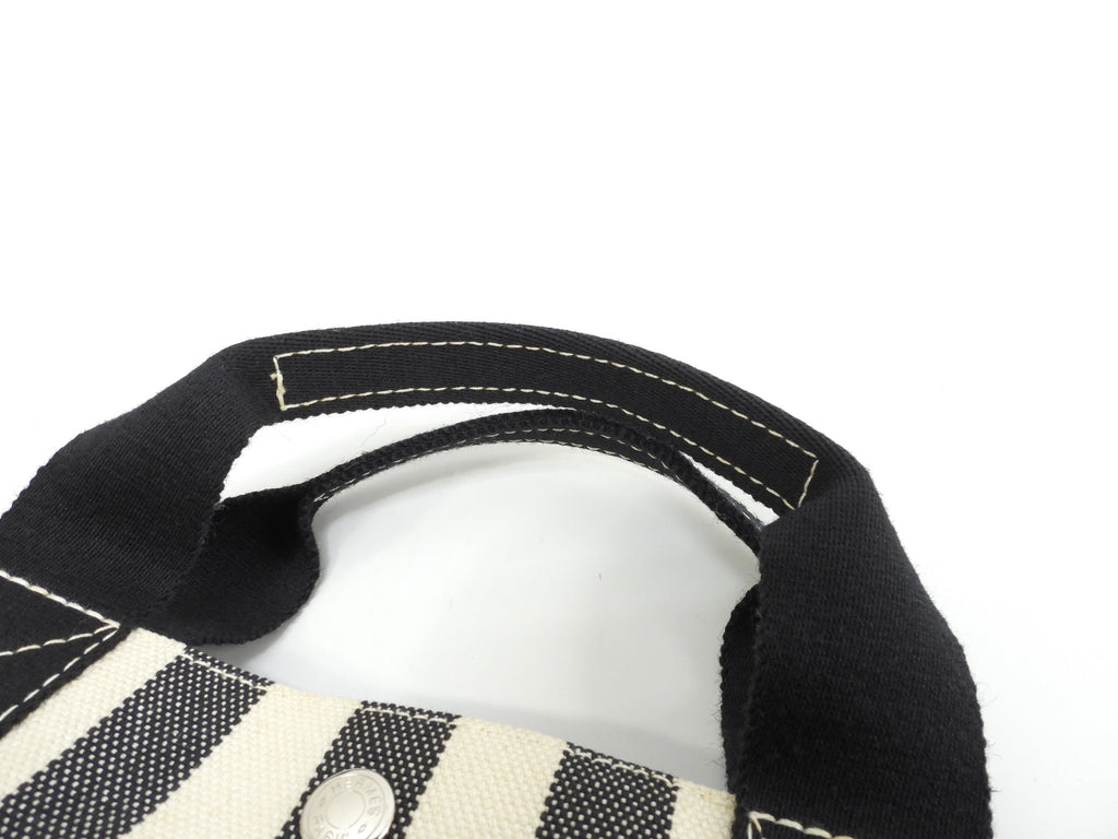 Hermès Cannes PM Cotone Denim Nero Bianco Borsa a Mano Tote Condizioni Eccellenti @ 3