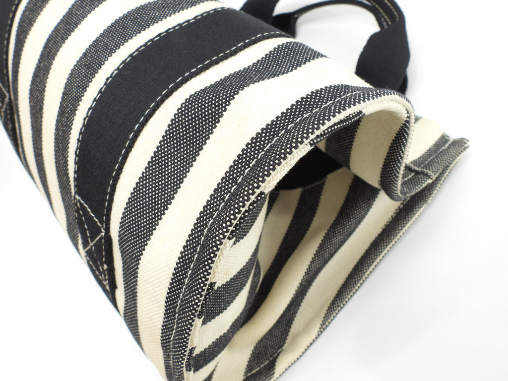 Hermès Cannes PM Cotone Denim Nero Bianco Borsa a Mano Tote Condizioni Eccellenti @ 3