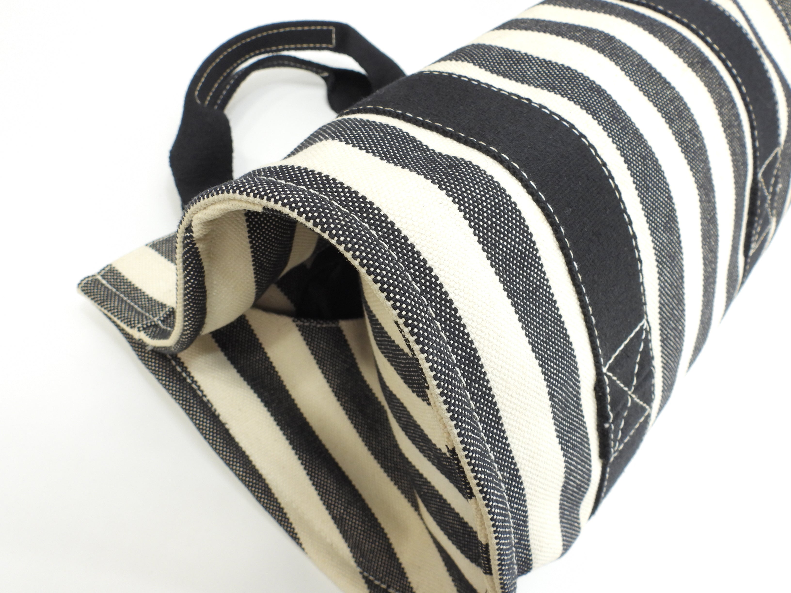 Hermès Cannes PM Cotone Denim Nero Bianco Borsa a Mano Tote Condizioni Eccellenti @ 3