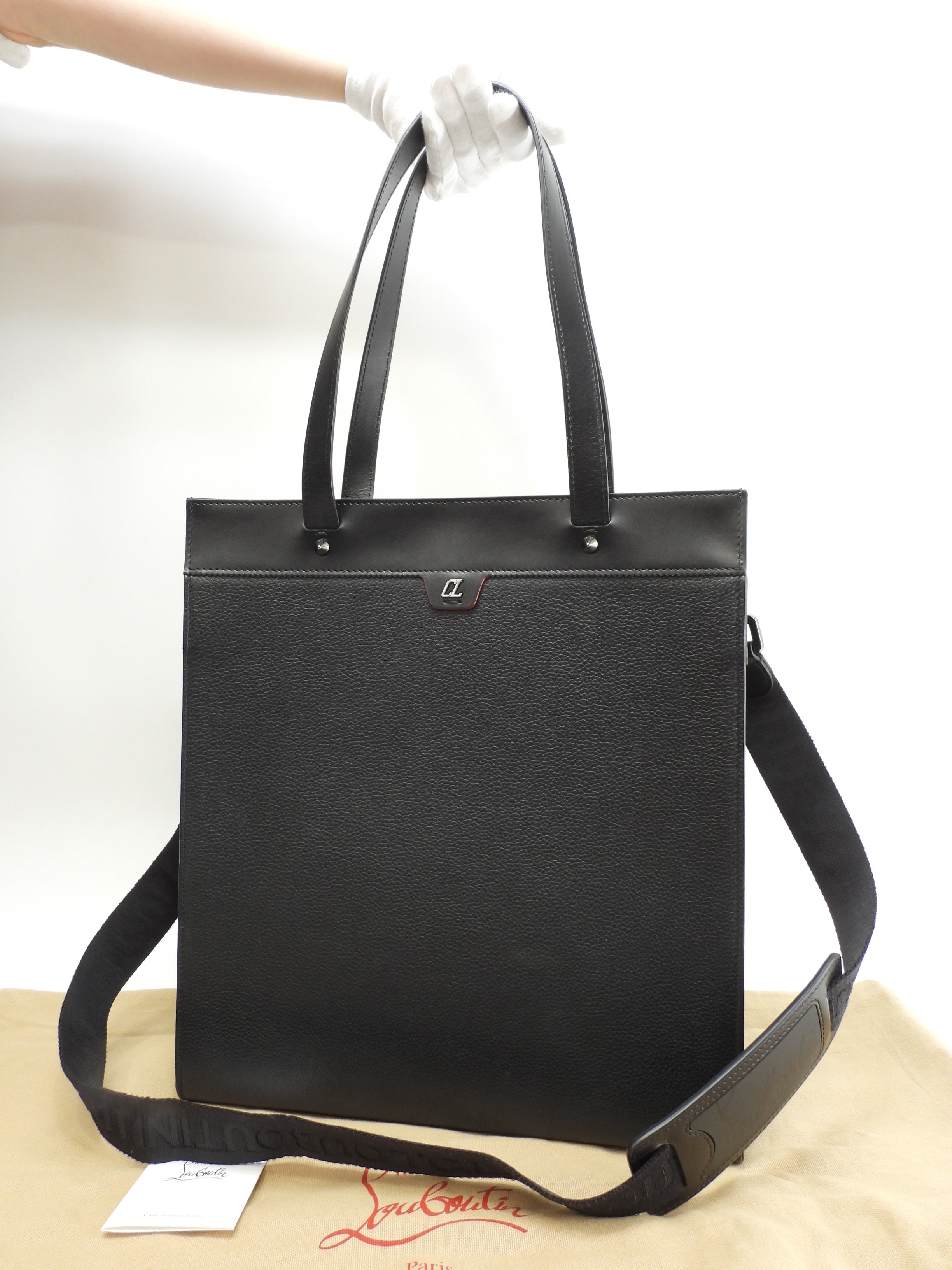 Christian Louboutin borsa tote Ruistote in pelle nera con tracolla, come nuova @ 2