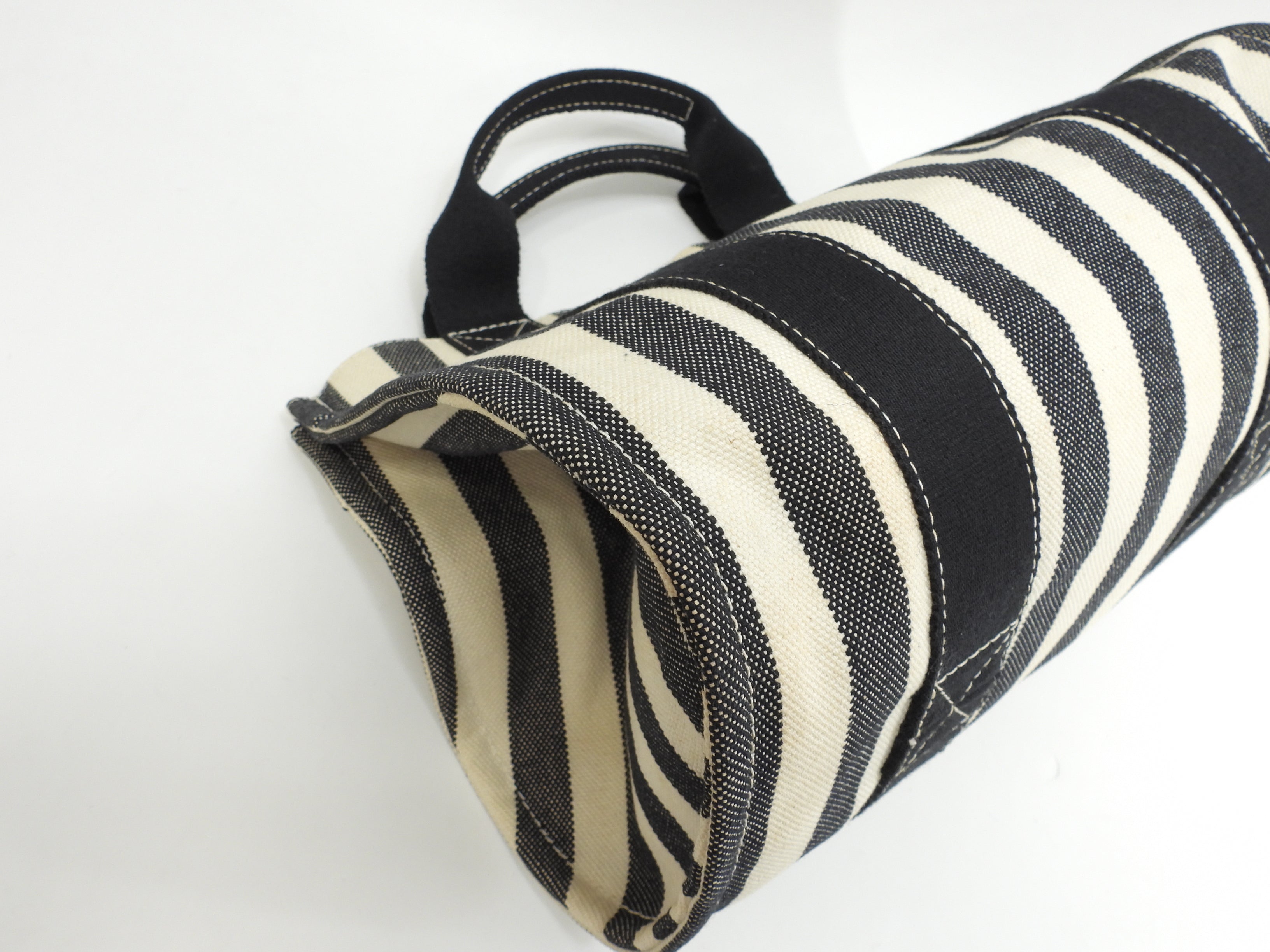 Hermès Cannes PM Cotone Denim Nero Bianco Borsa a Mano Tote Condizioni Eccellenti @ 3