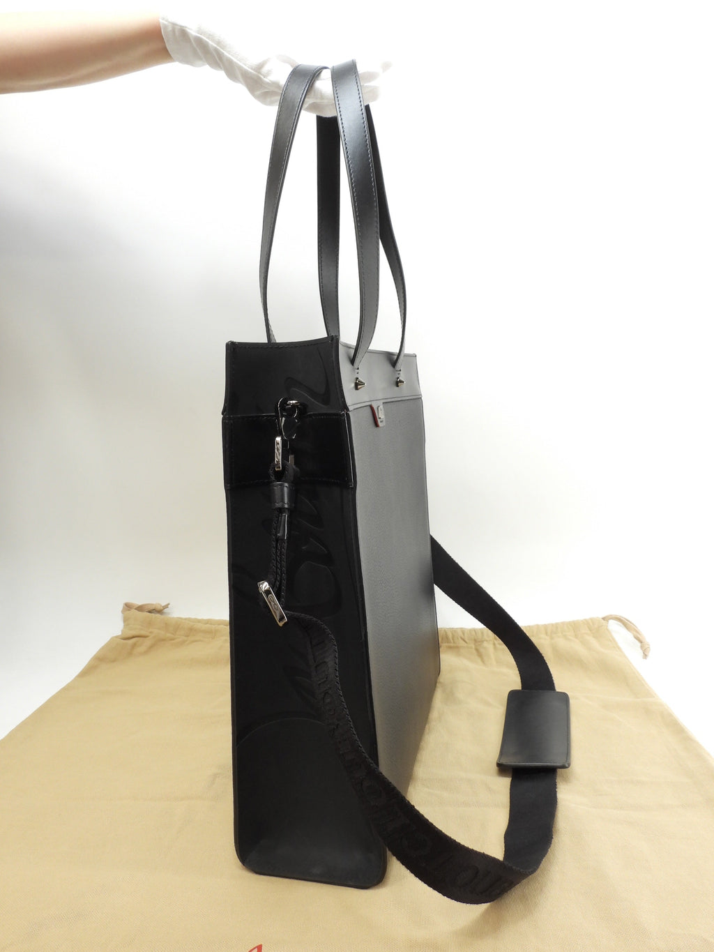 Christian Louboutin borsa tote Ruistote in pelle nera con tracolla, come nuova @ 2