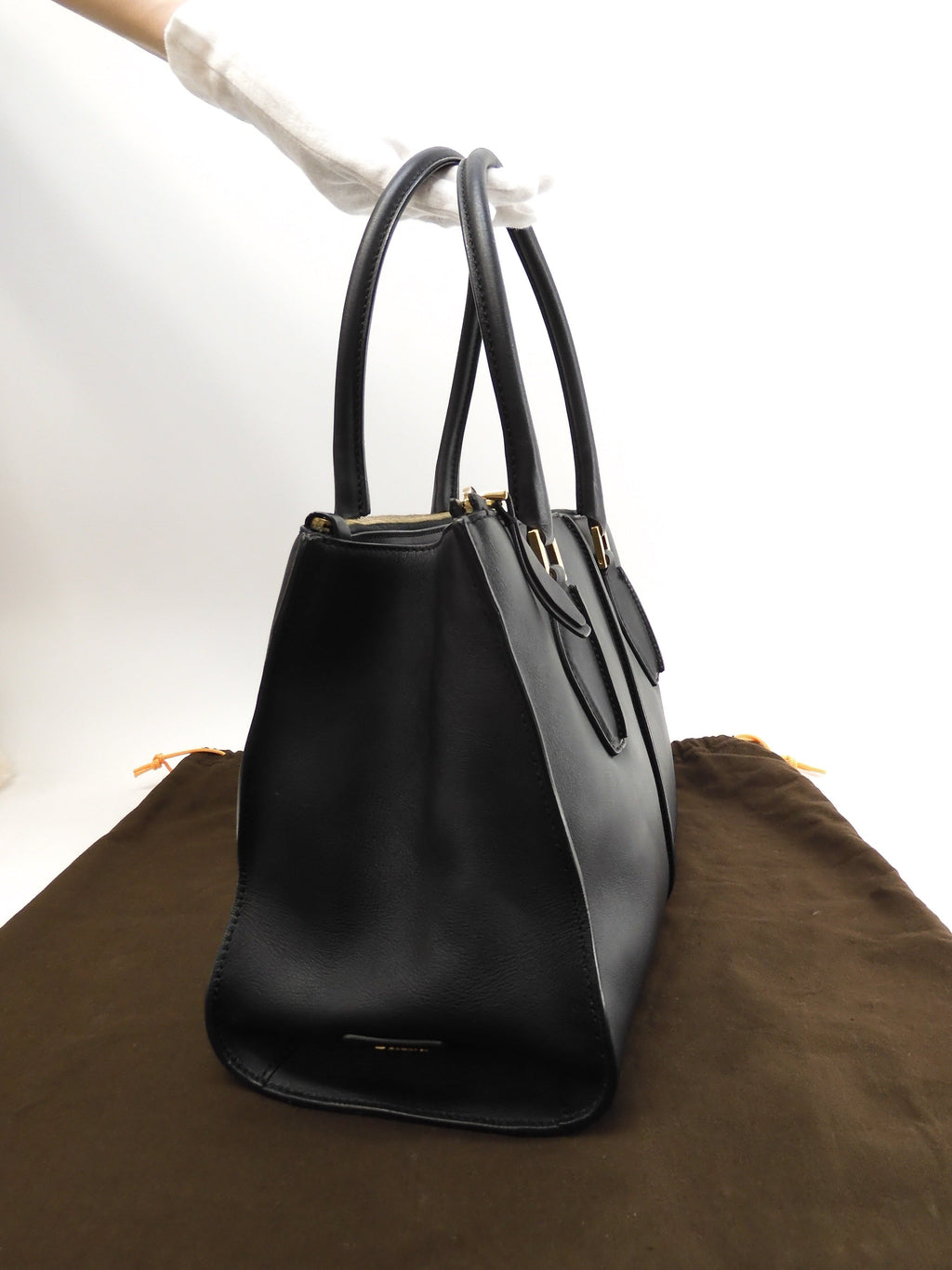 Tod's borsa tote in pelle liscia nera, a mano, ottime condizioni @LP31