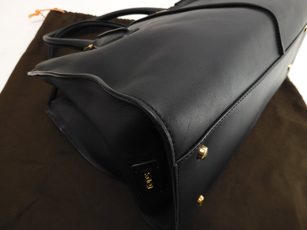 Tod's borsa tote in pelle liscia nera, a mano, ottime condizioni @LP31