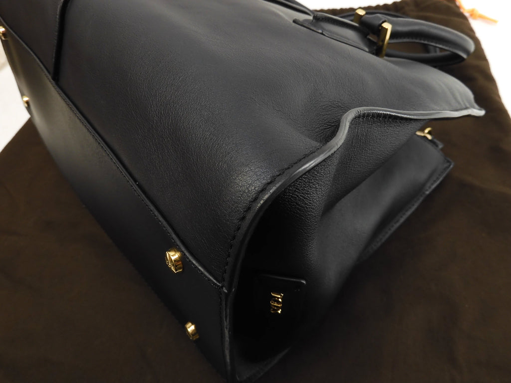 Tod's borsa tote in pelle liscia nera, a mano, ottime condizioni @LP31