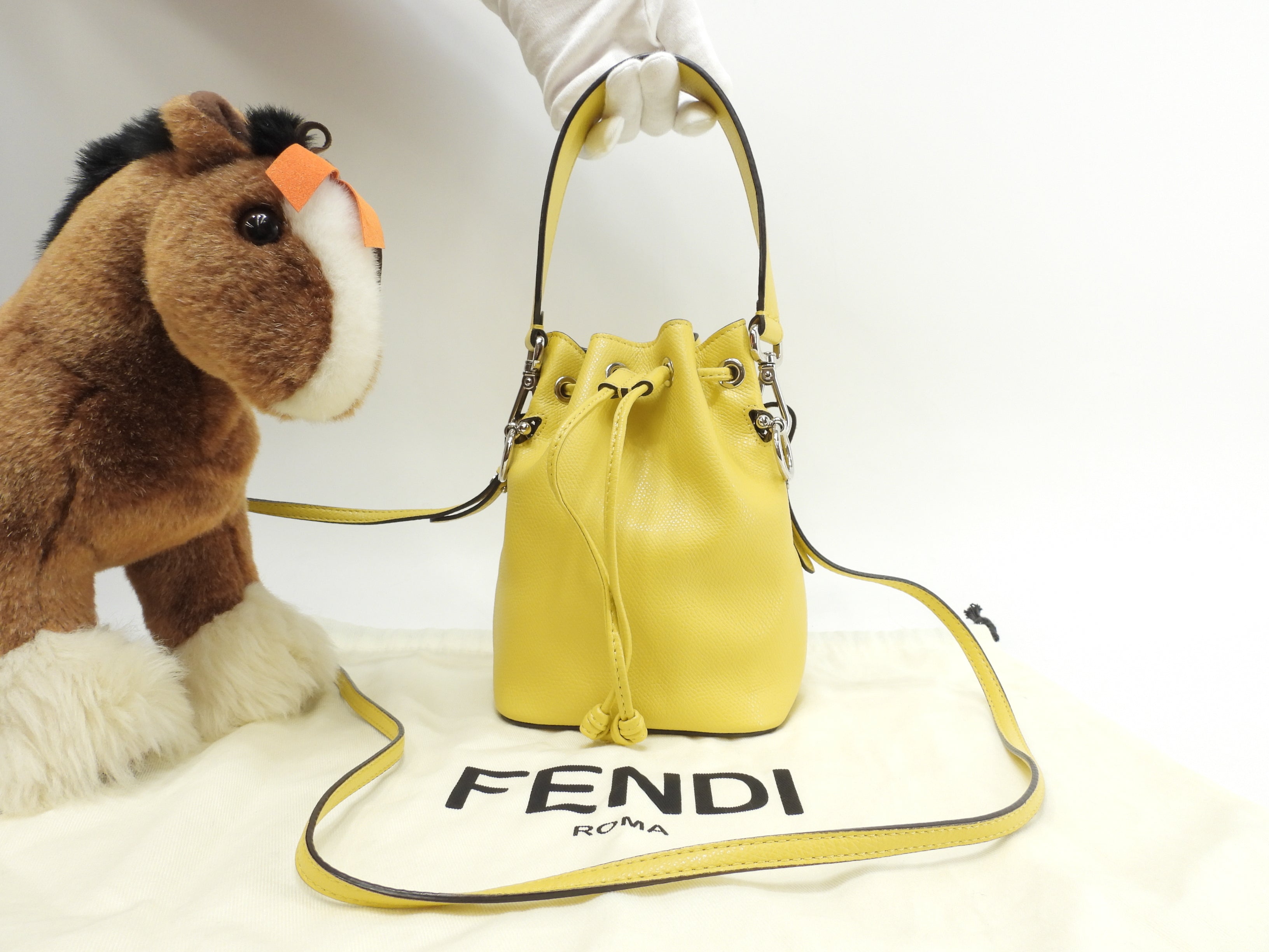 フェンディ s付ハンドバッグ モントレゾール レザー黄 ポシェット 美品@ 8