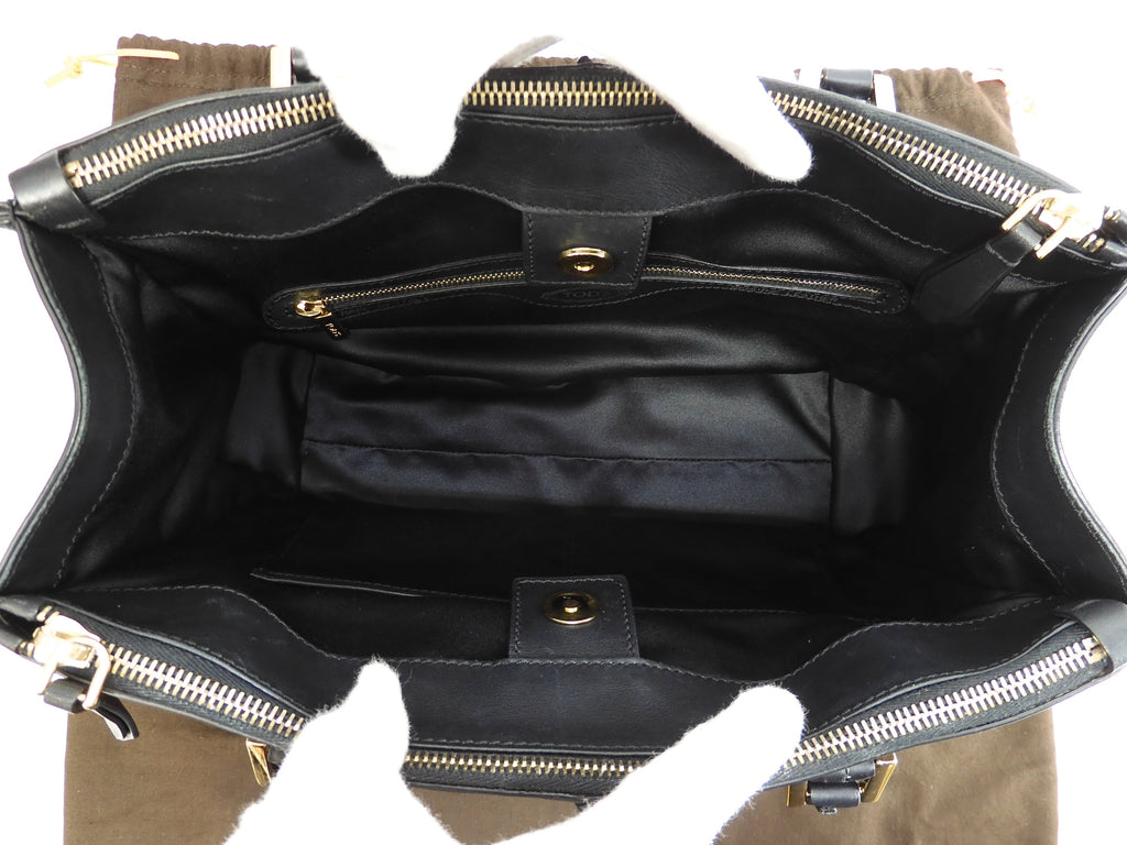 Tod's borsa tote in pelle liscia nera, a mano, ottime condizioni @LP31