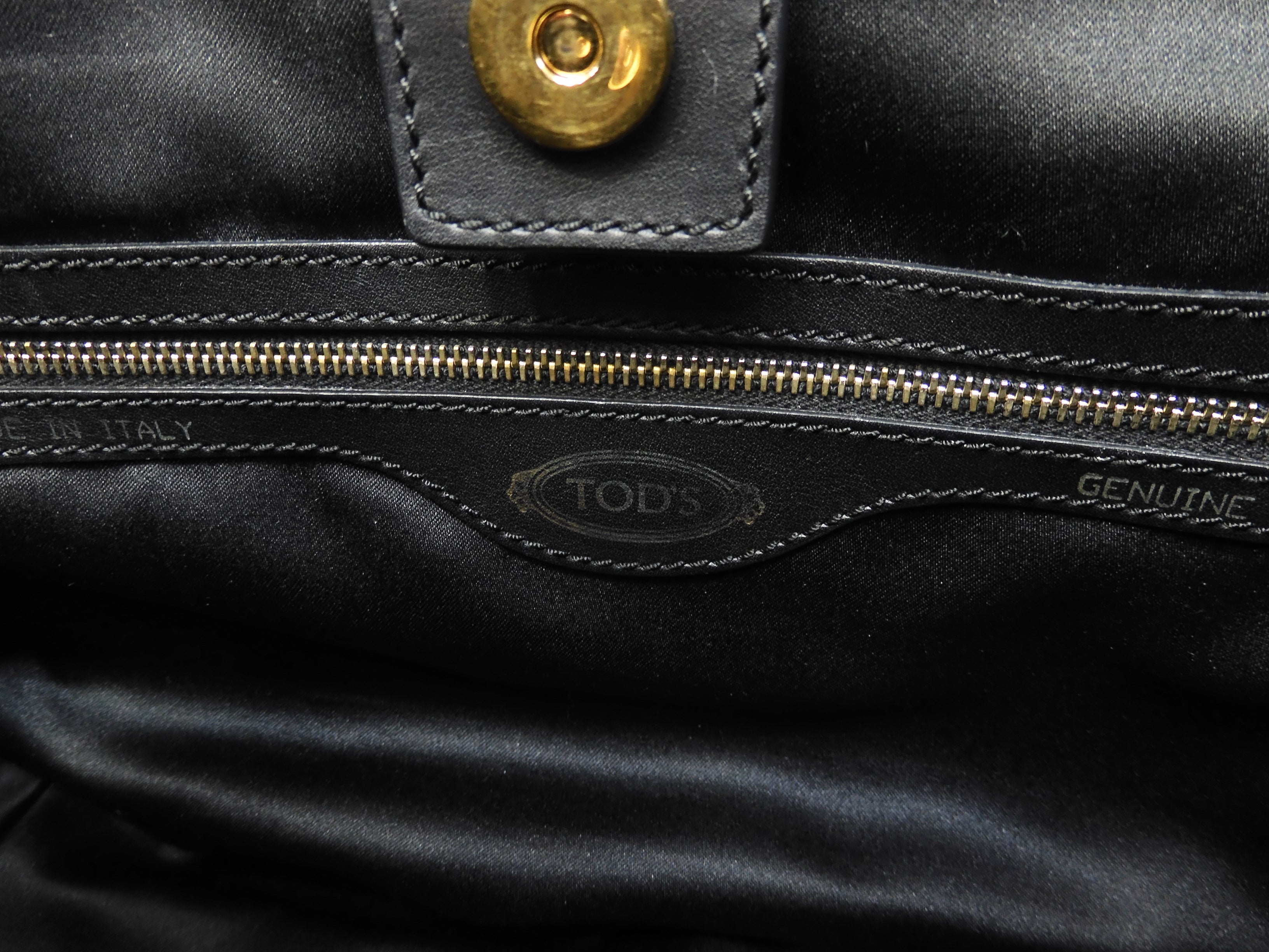 Tod's borsa tote in pelle liscia nera, a mano, ottime condizioni @LP31