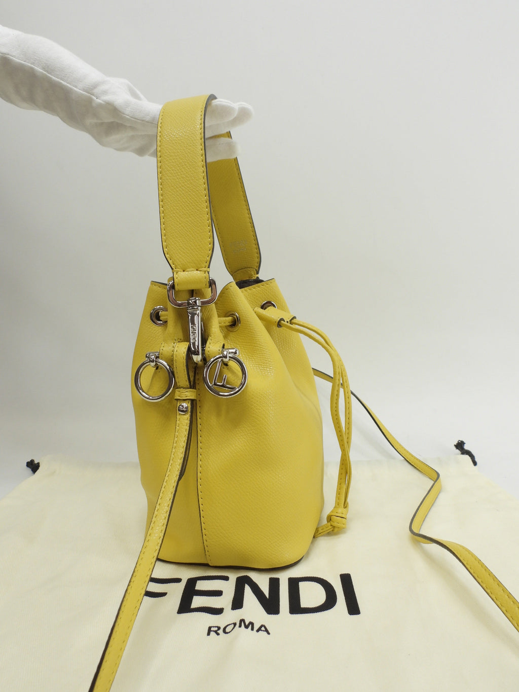 フェンディ s付ハンドバッグ モントレゾール レザー黄 ポシェット 美品@ 8