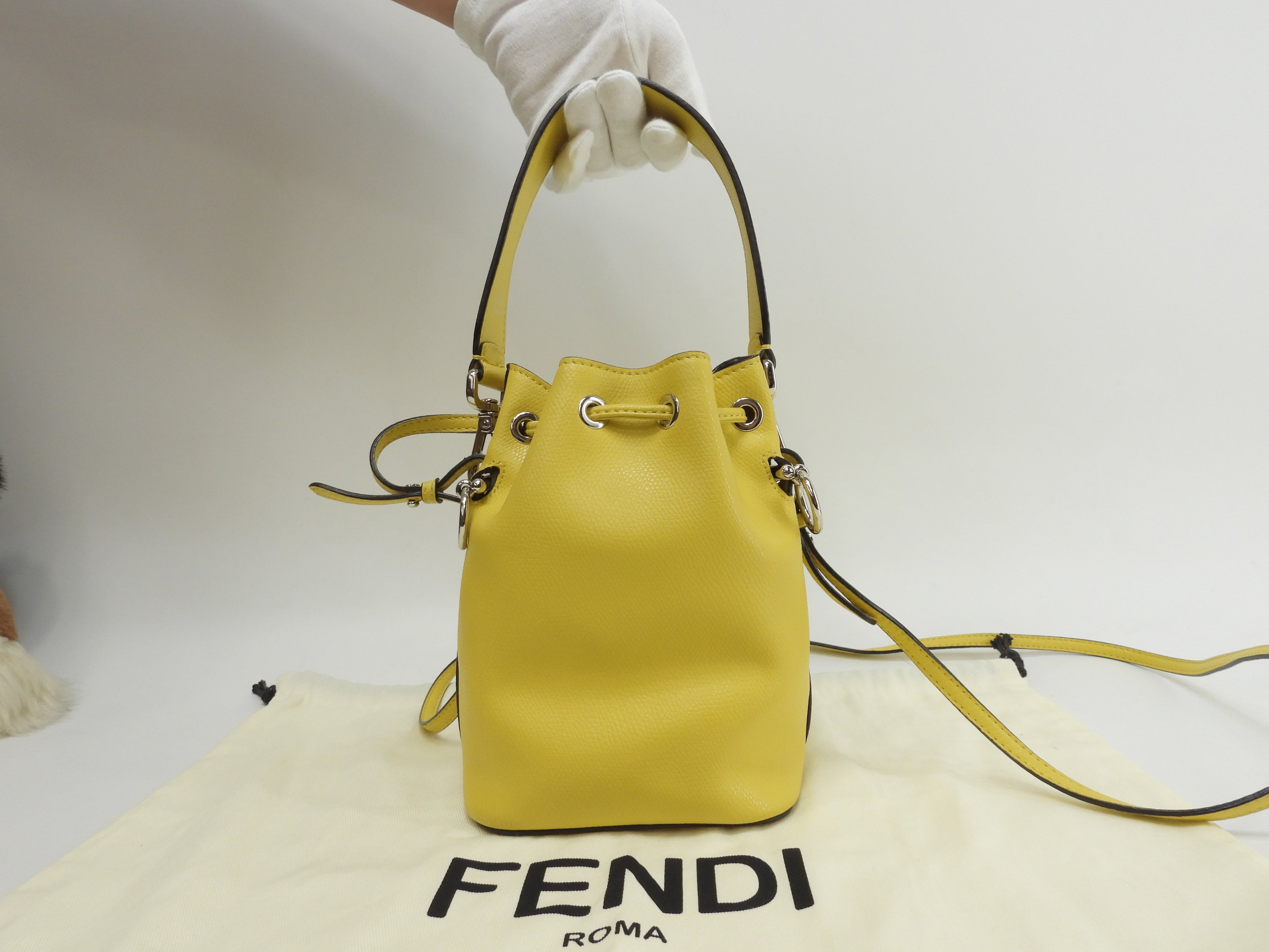 フェンディ s付ハンドバッグ モントレゾール レザー黄 ポシェット 美品@ 8