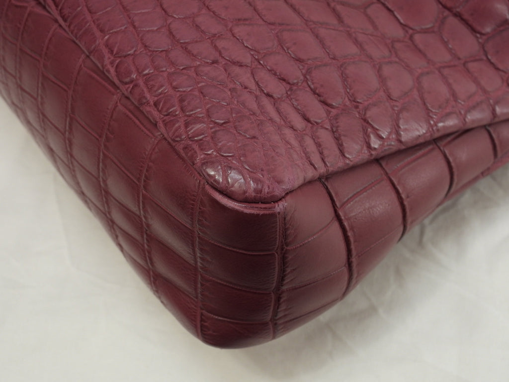 Balenciaga The First, borsa a mano in pelle di coccodrillo bordeaux, con tracolla, condizioni eccellenti@ 1