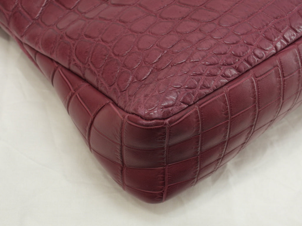 Balenciaga The First, borsa a mano in pelle di coccodrillo bordeaux, con tracolla, condizioni eccellenti@ 1
