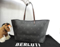 Berluti Pure Signature Borsa a tracolla shopping uomo in pelle scura e nera, condizioni eccellenti@U0211