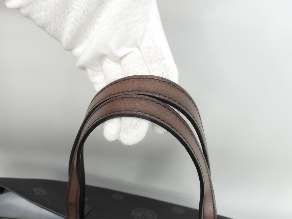 Berluti Pure Signature Borsa a tracolla shopping uomo in pelle scura e nera, condizioni eccellenti@U0211
