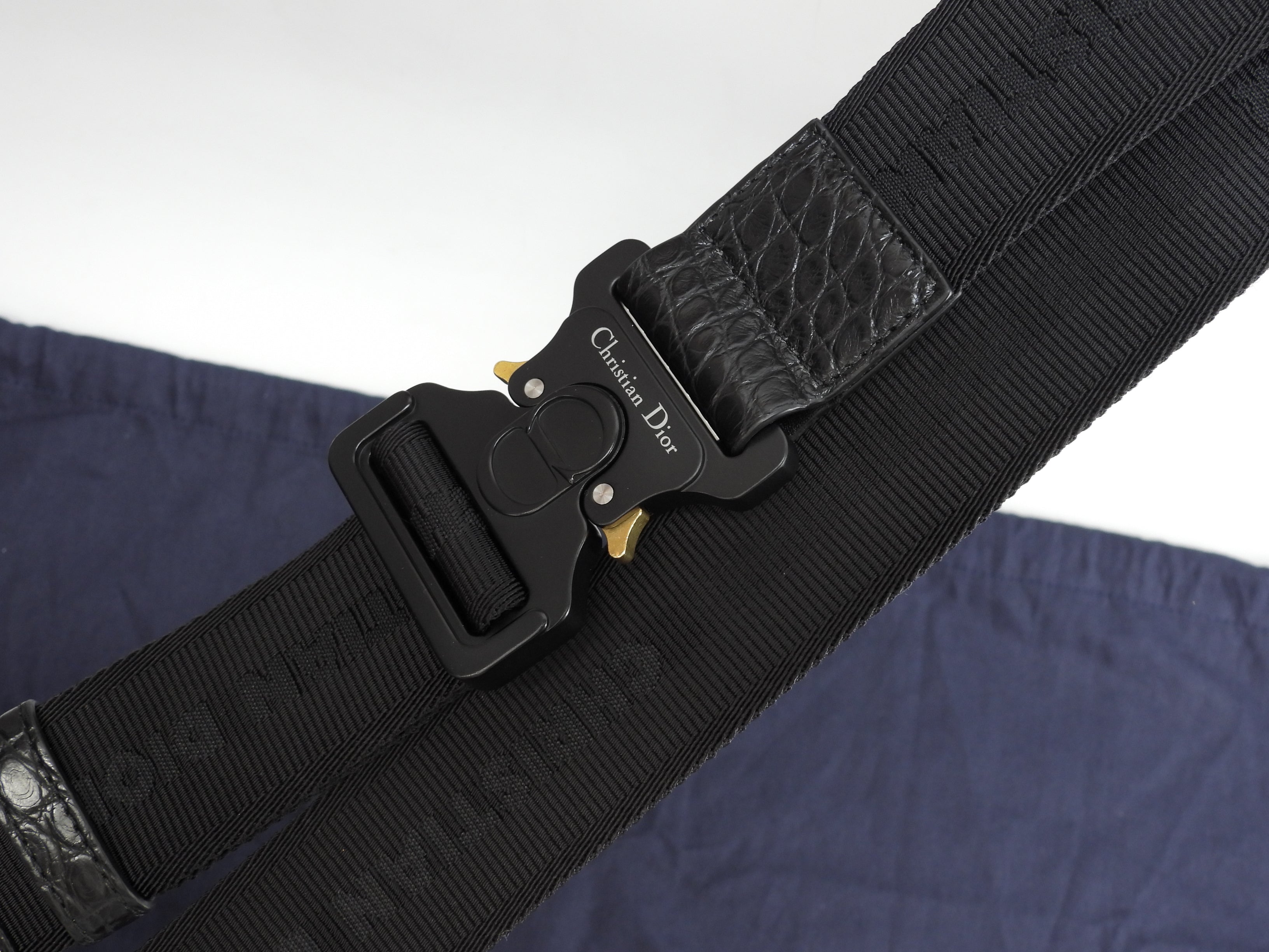 Christian Dior borsa a tracolla Saddle bag in pelle di coccodrillo nera, come nuova, @ 2