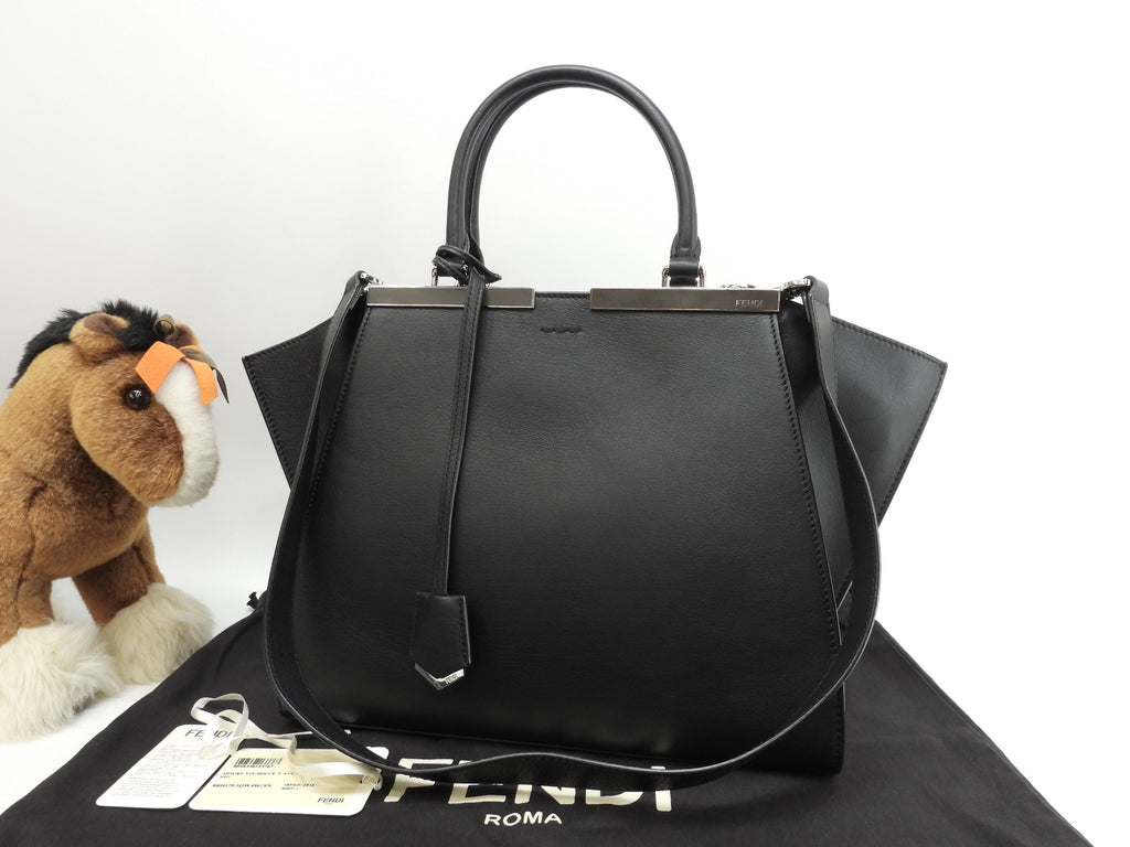 Fendi Trois Jour Borsa a mano in pelle nera con tracolla - Tote bag - Ottime condizioni @ 54