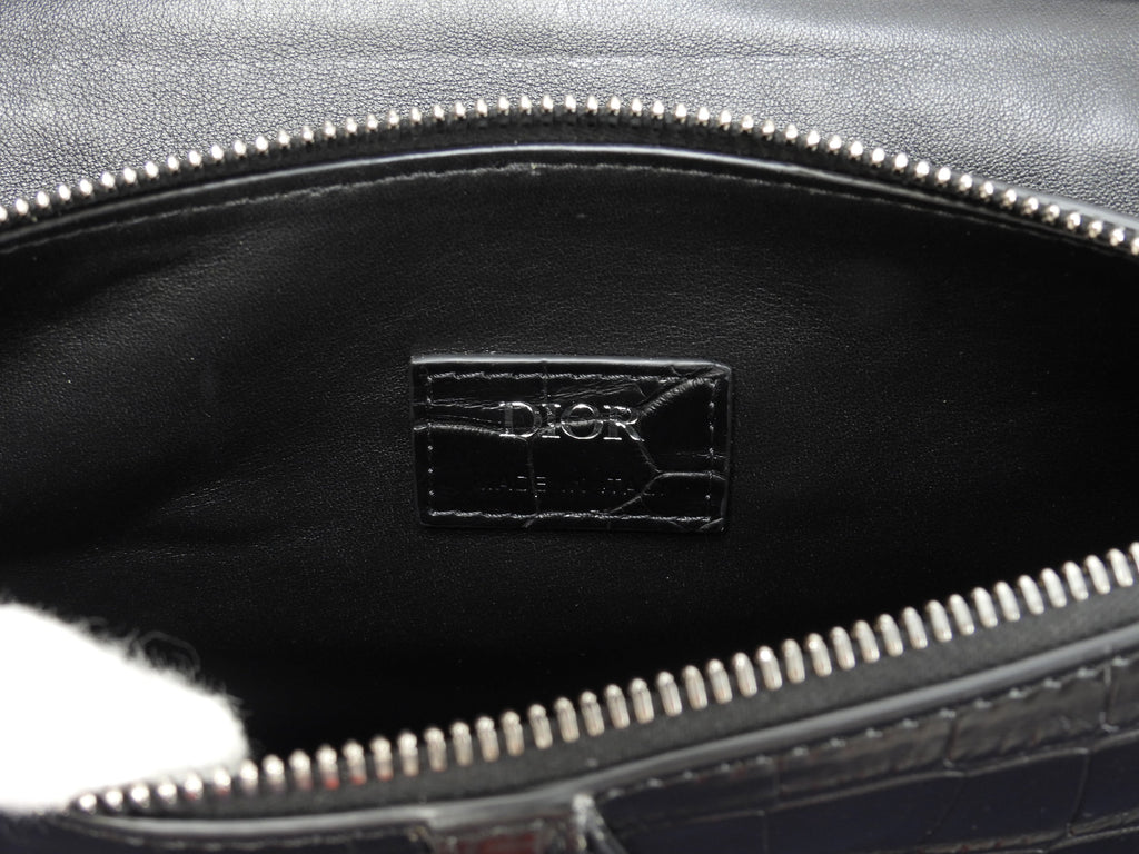 Christian Dior borsa a tracolla Saddle bag in pelle di coccodrillo nera, come nuova, @ 2