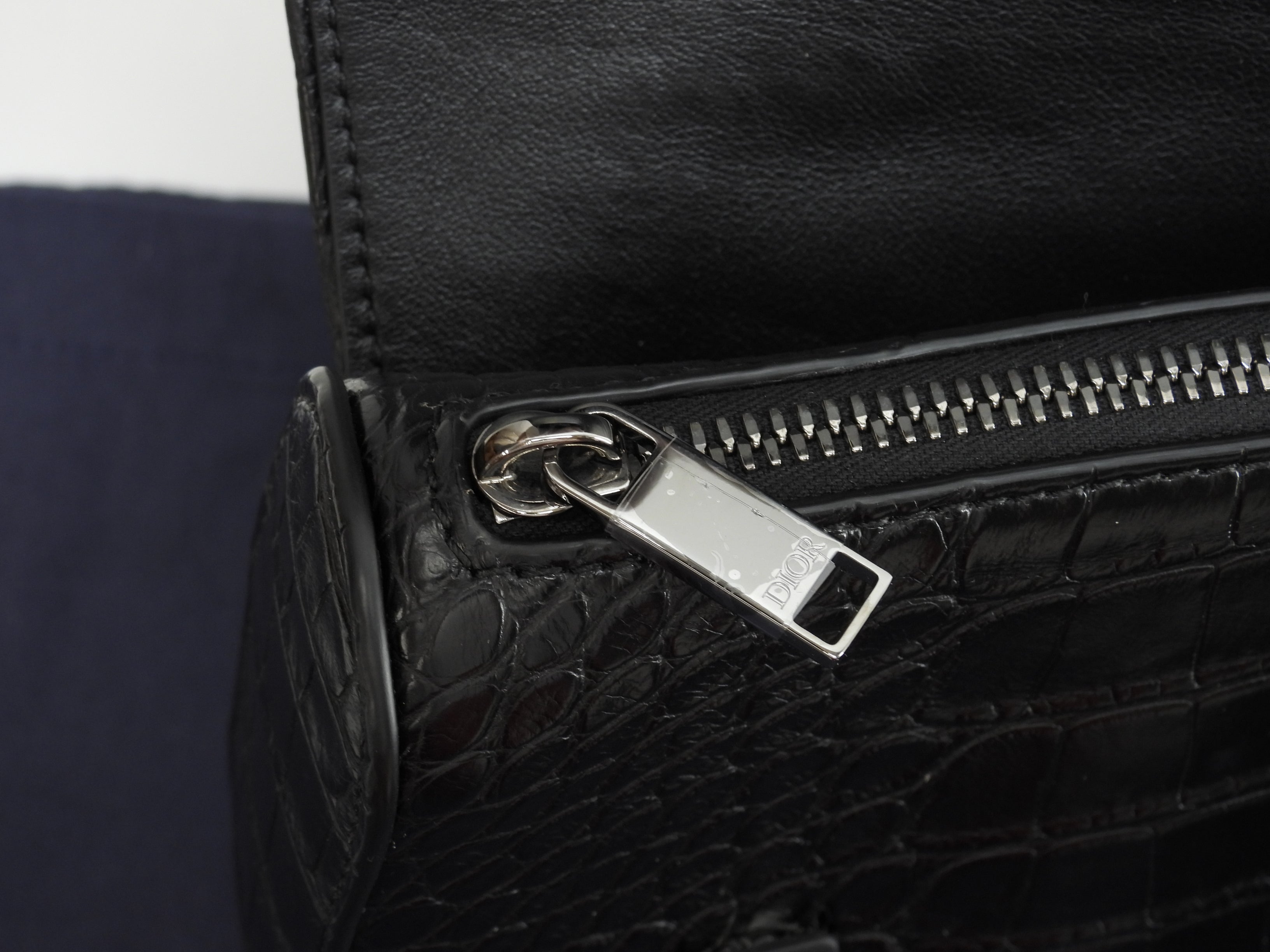 Christian Dior borsa a tracolla Saddle bag in pelle di coccodrillo nera, come nuova, @ 2