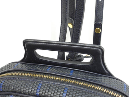 Delvaux mini zaino in pelle intrecciata blu navy vintage piccolo bellissimo zaino @ 2