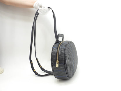 Delvaux mini zaino in pelle intrecciata blu navy vintage piccolo bellissimo zaino @ 2