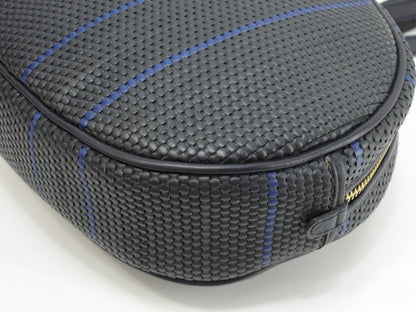 Delvaux mini zaino in pelle intrecciata blu navy vintage piccolo bellissimo zaino @ 2