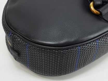 Delvaux mini zaino in pelle intrecciata blu navy vintage piccolo bellissimo zaino @ 2