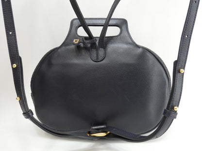 Delvaux mini zaino in pelle intrecciata blu navy vintage piccolo bellissimo zaino @ 2