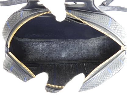 Delvaux mini zaino in pelle intrecciata blu navy vintage piccolo bellissimo zaino @ 2