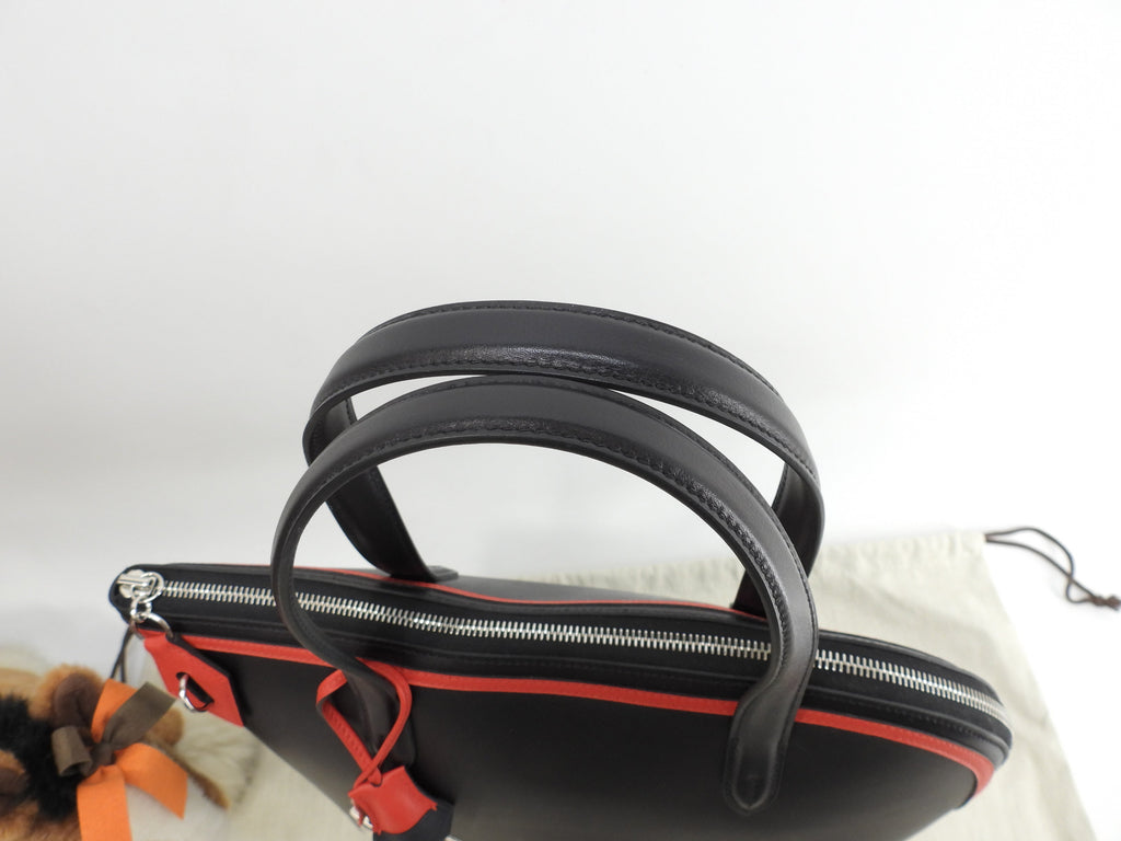 Hermès Transat Veau Evercolor/Swift nero blu rosso borsa a mano tote bag@D