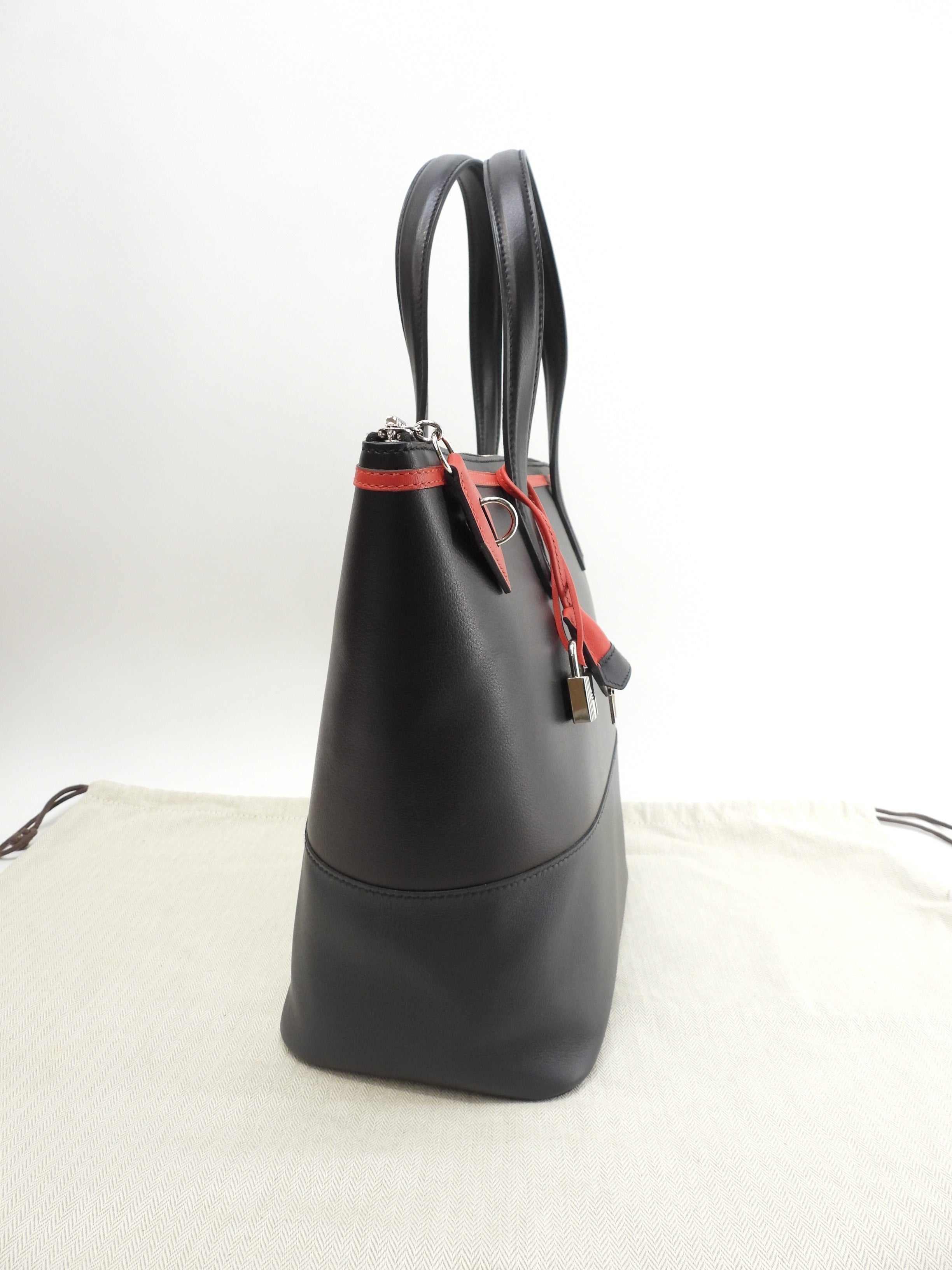 Hermès Transat Veau Evercolor/Swift nero blu rosso borsa a mano tote bag@D