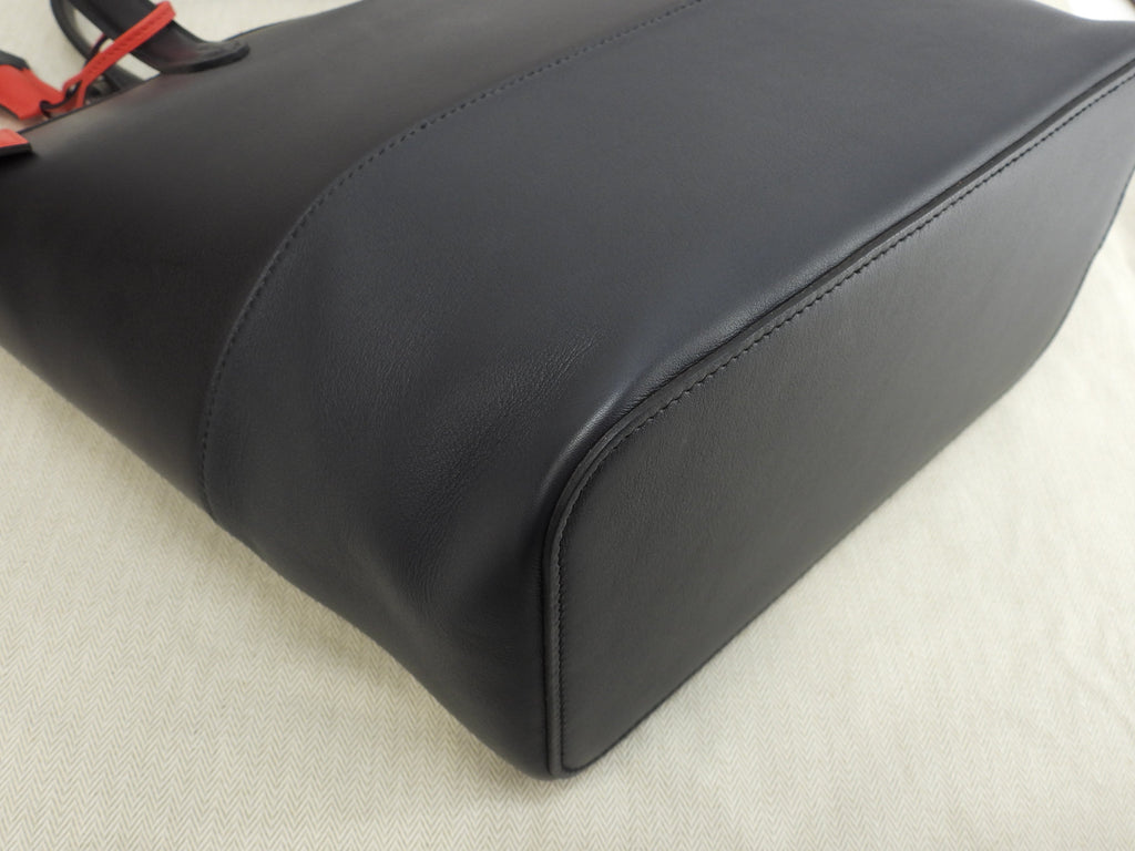 Hermès Transat Veau Evercolor/Swift nero blu rosso borsa a mano tote bag@D