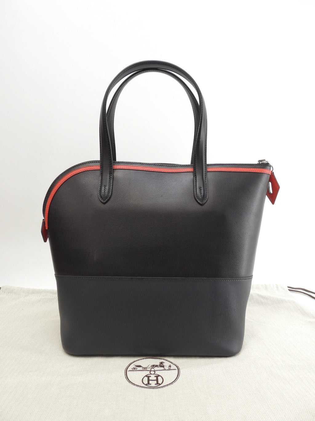 Hermès Transat Veau Evercolor/Swift nero blu rosso borsa a mano tote bag@D