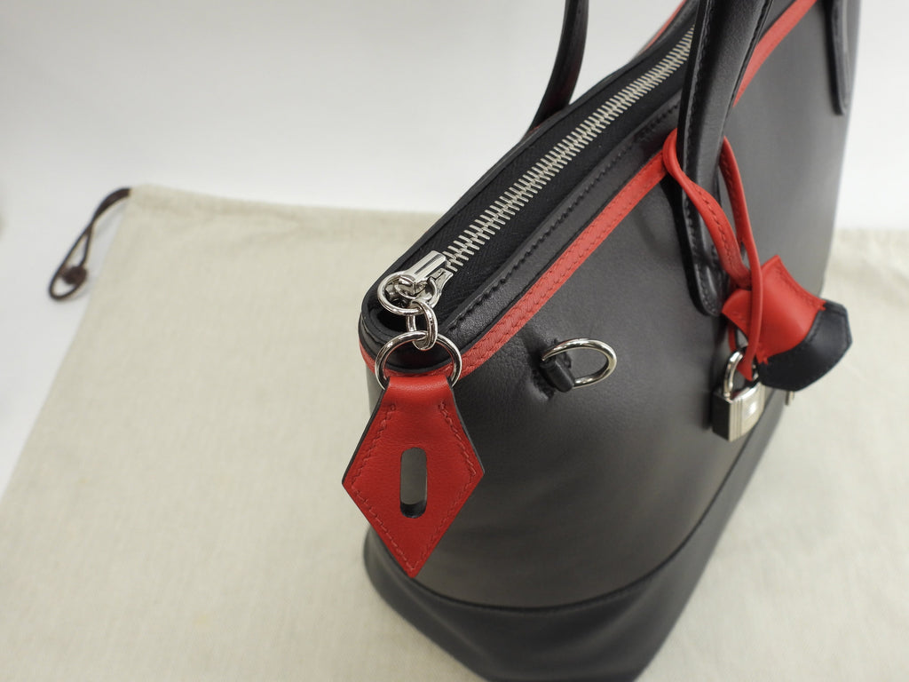 Hermès Transat Veau Evercolor/Swift nero blu rosso borsa a mano tote bag@D