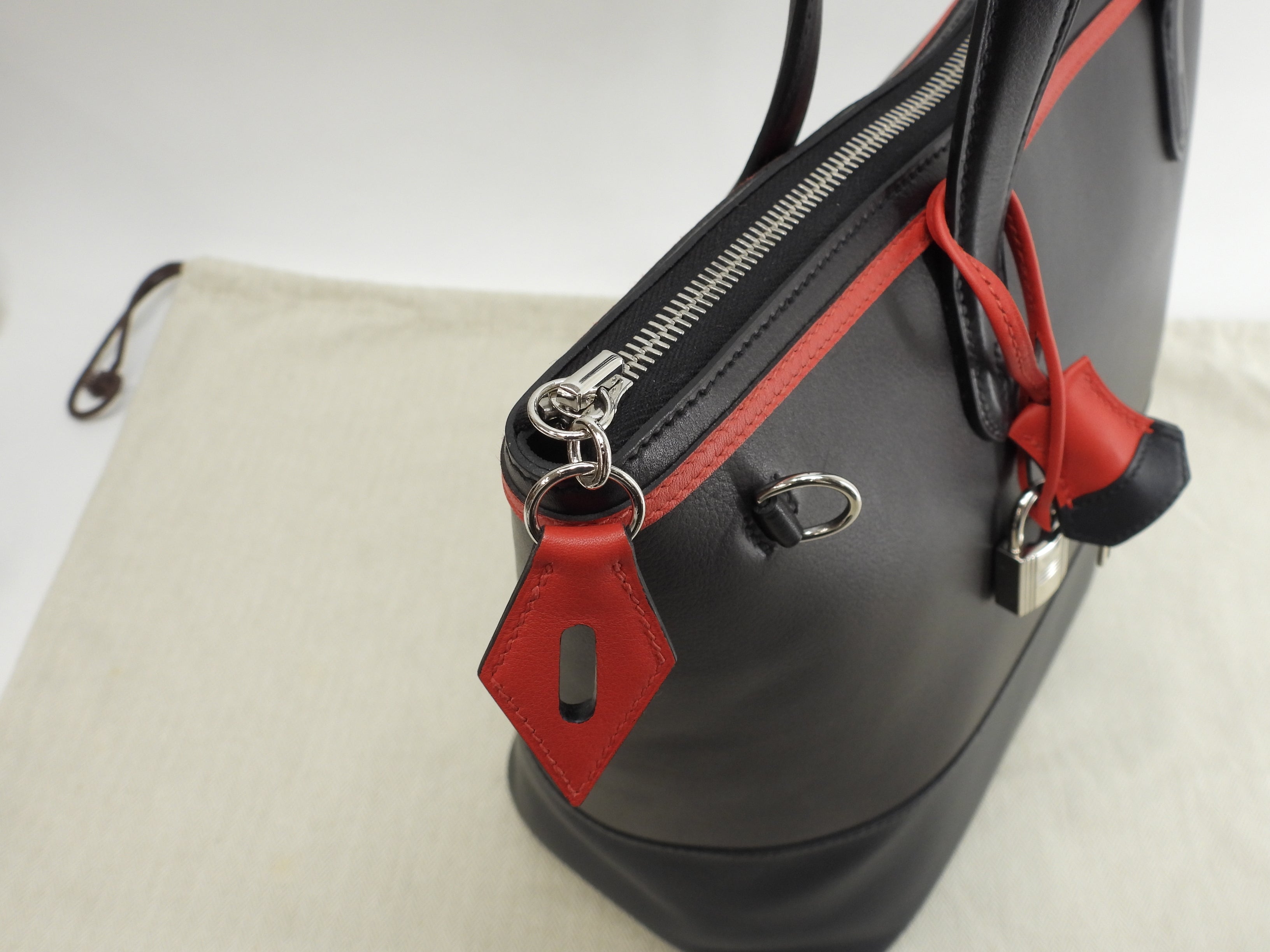 Hermès Transat Veau Evercolor/Swift nero blu rosso borsa a mano tote bag@D